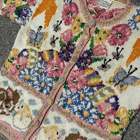 Susan Bristol Floral and Bunny Sweater size S Vintage 1994 - Picture 4 of 13